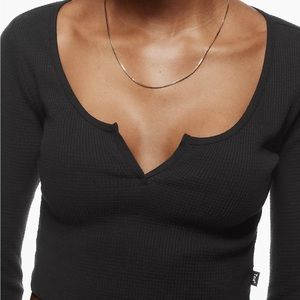 TNA Wafflex Scoopneck Notch Longsleeve sz XXS in grey